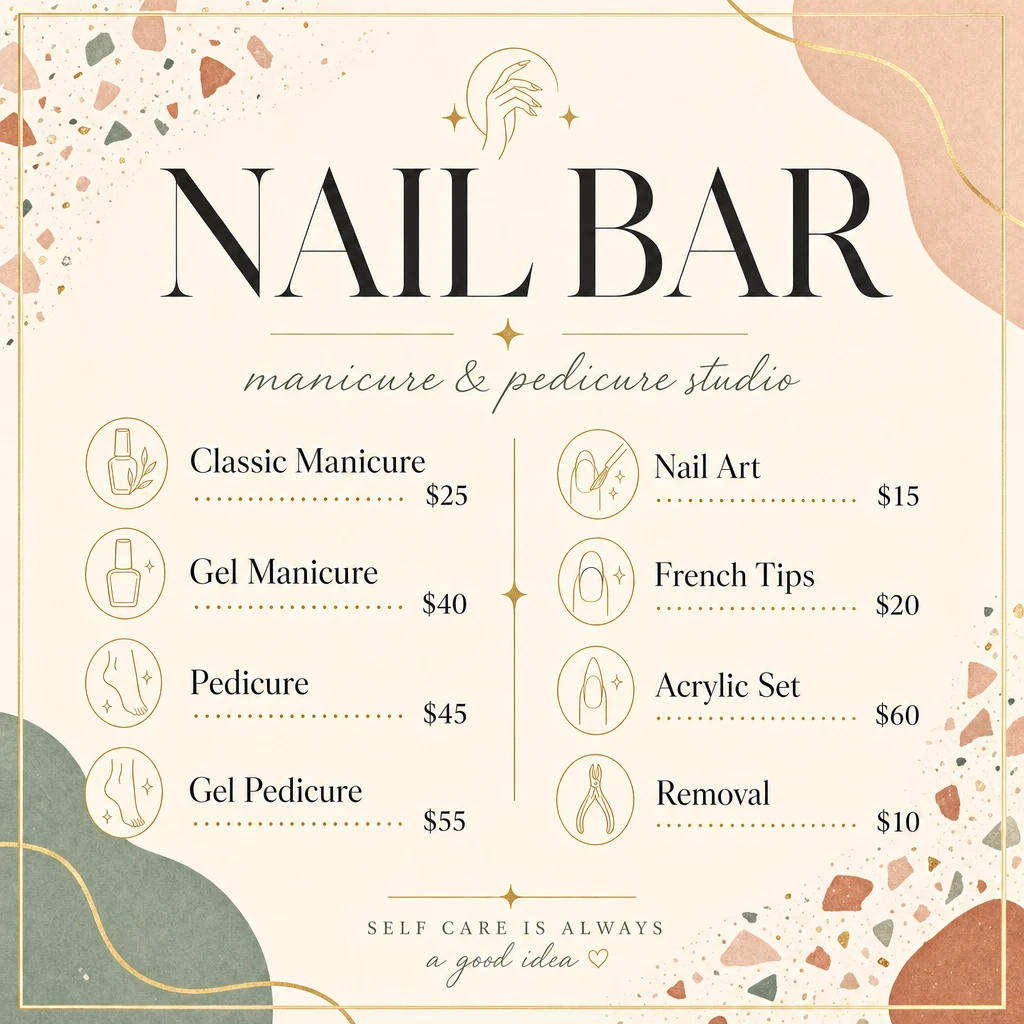 Nail Salon Service Menu